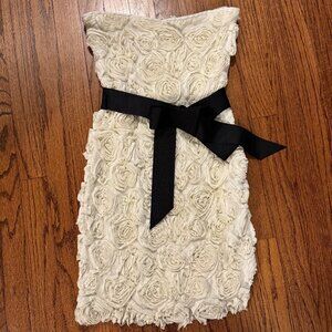 Zara Ivory Rosette Sash Dress